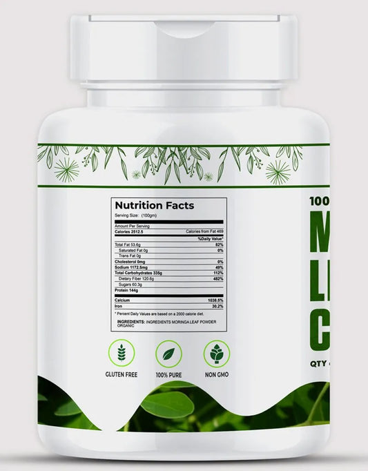 Organic Moringa Capsules 120 Caps Each Botle | Lab Tested | 100% Organic & Pure